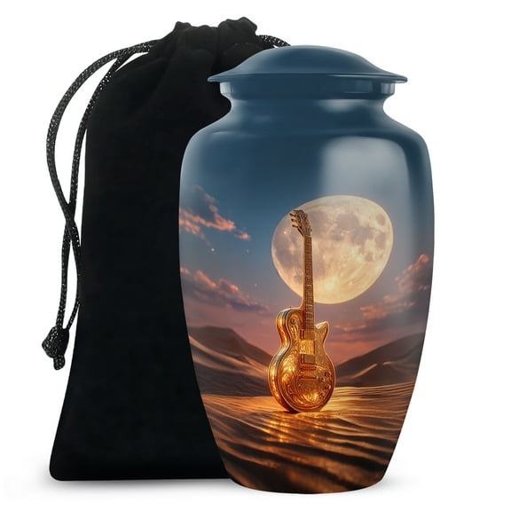 Guitar Cremation Funeral Urns For Human Ashes Adult Male, Large Urns For Ashes For Men, Guitar Musical Urn For Ash, Decorative Memorial Urn For Cremation (Size, 10 Inch, 1 Pcs)