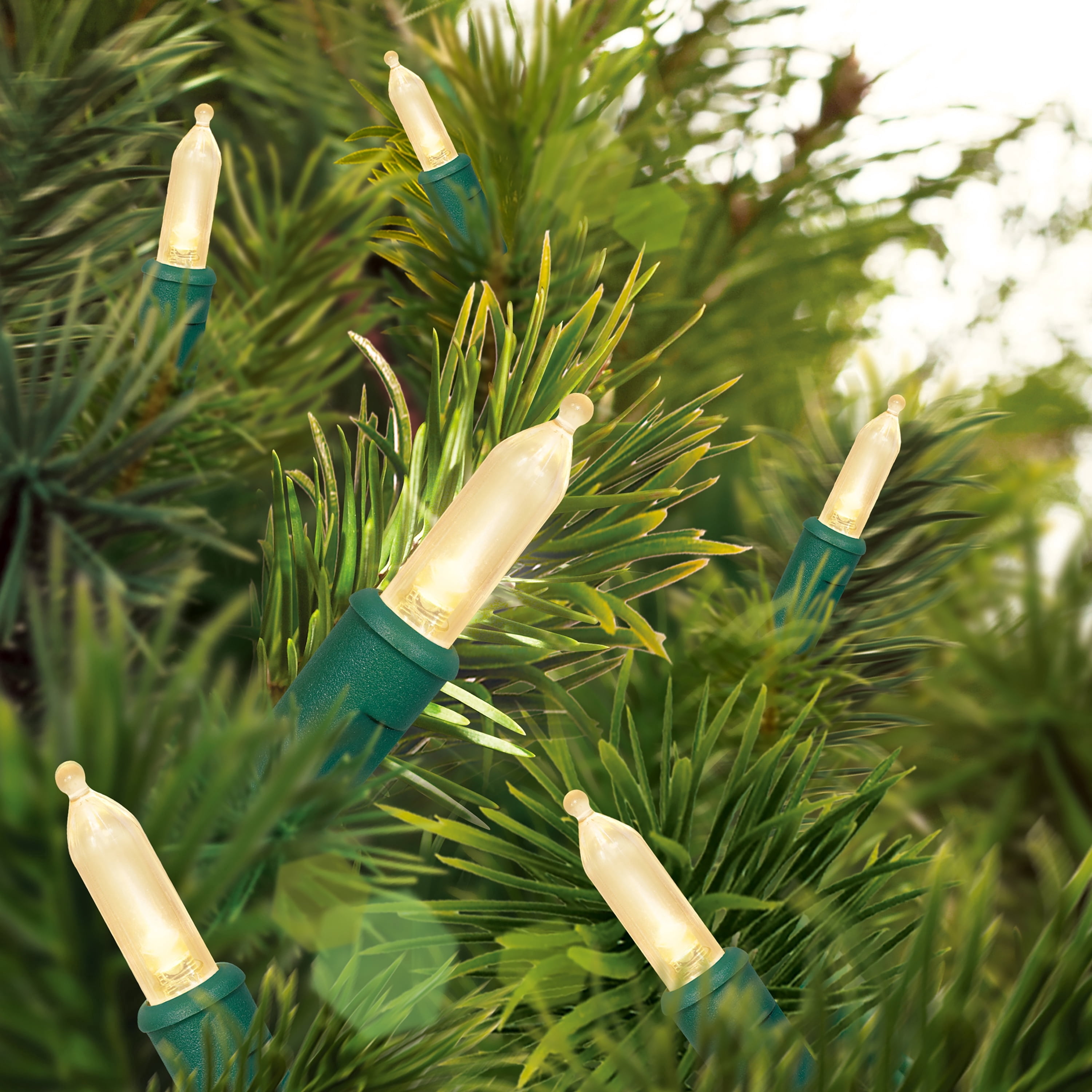Indoor/Outdoor 100-Count LED Random Twinkle Mini Christmas String Lights, Warm White, Green Wire, 19.5', by Holiday Time