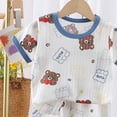 thumbnail image 5 of NOLDARES Newborn Baby Boy Clothes 2pcs Crewneck Short Sleeve Round Neck Top Drawstring Shorts Dinosaur Pattern Outfits(Navy,6-12 M), 5 of 6