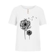 thumbnail image 4 of Chemises à Manches Courtes pour Femmes Hauts d'Été Tendance 2023 Mode Femme Col Rond Blouse à Manches Courtes T-Shirt Imprimé Hauts Amples, 4 of 5