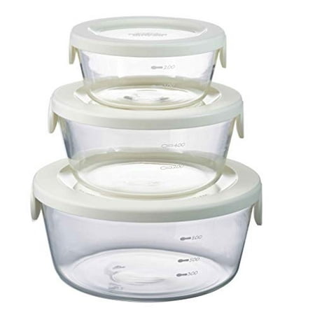 

HARIO heat-resistant glass storage container white made in Japan SYTN-2518-OW Set of 3 SYTN-2518-OW