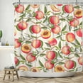 thumbnail image 2 of SUNOLIFE Pink Peach Shower Curtain Summer Fruit Waterproof Fabric Bathroom Curtain Set 72x72 in, 2 of 4