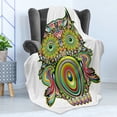 thumbnail image 4 of Owl Soft Flannel Fleece Throw Blanket, Ornate Colorful Owl Elements Eye Feather of Universe Psychedelic Artwork, Cozy Plush for Indoor and Outdoor Use, 70" x 90", Multicolor, by Ambesonne, 4 of 5