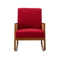 thumbnail image 4 of Mid-Century Rocking Chair, Accent Armchair with Rattan Armrests and Cushion, Wide Seat Rocking Armchair for Bedroom, Living Room, Reading, 4 of 9