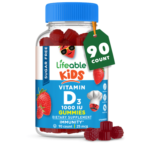 Lifeable Vitamin D for Kids - 1000 IU – 90 Gummies