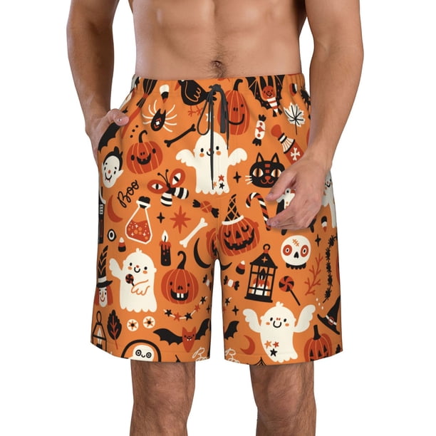 Fotbe Halloween 2 Trajes de Baño Estampados para Hombre, Shorts de Verano de Secado Rápido, Ropa de Playa, Bañadores-Medium