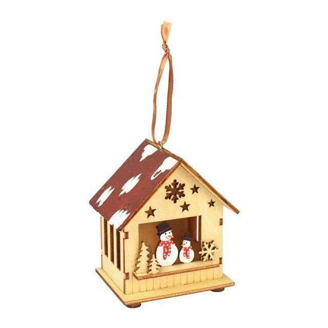 Jeco CHD-TA146 Wooden Christmas Scene LED Hanging Ornament