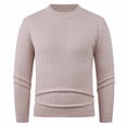 thumbnail image 4 of RXMEKW Elastic Knit Sweater for Men, Solid Color Round-Neck Long Sleeve Pullover, Polyester, Black L, 4 of 4