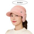 thumbnail image 5 of dianhelloya Warm hat LadyEarflap Hat Solid Color Empty Top Stretch Autumn Winter Windproof Sun Knitted Baseball Hat Riding Supplies Pink, 5 of 7