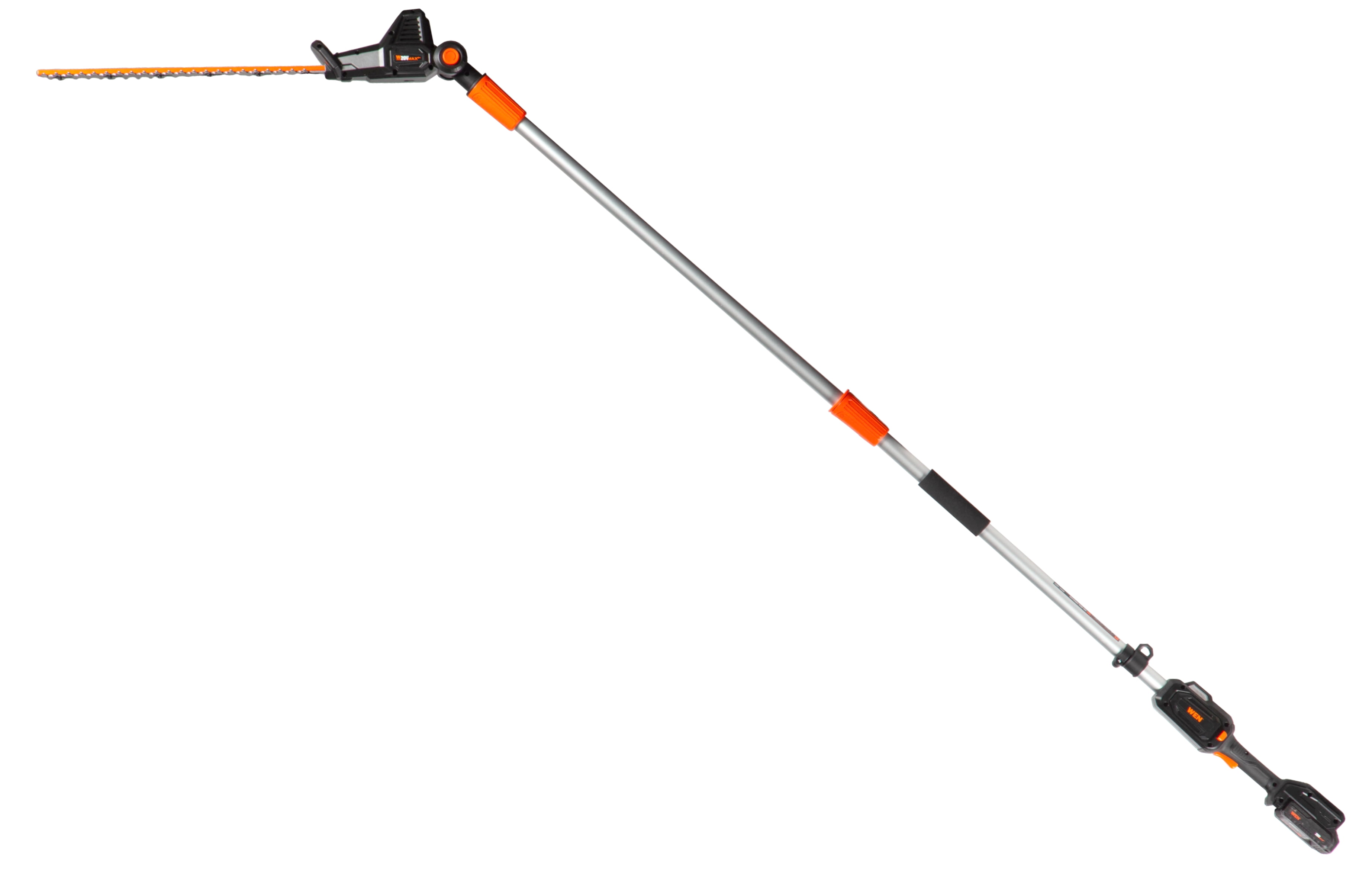 WEN 20V Max Cordless 20-Inch Hedge Trimmer Pole Saw with 14.6-Foot Reach, 2Ah Battery and Charger