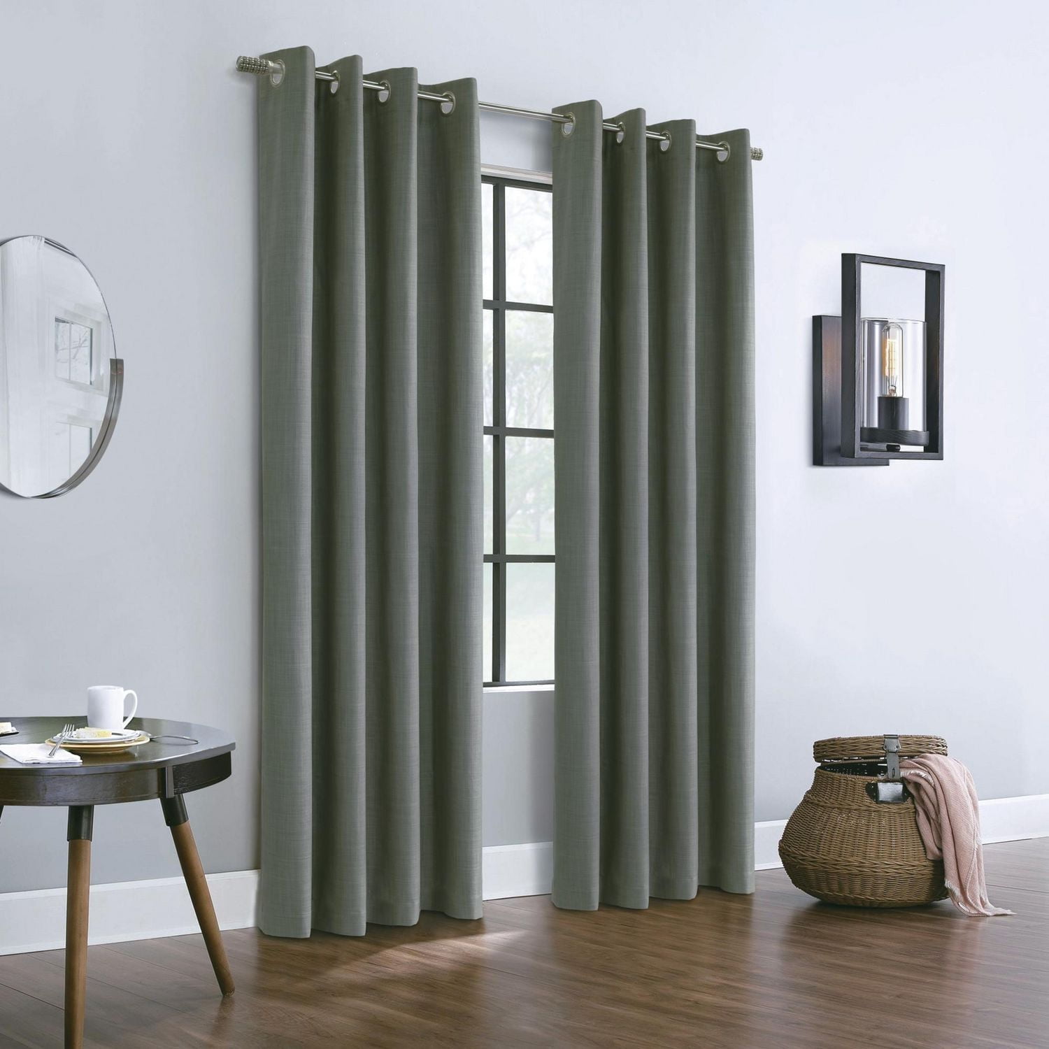 Loft Living Leor Total Blackout Textured Grommet Single Curtain Panel 52" x 84" in Charcoal