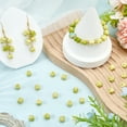 thumbnail image 3 of 1 Box 100Pcs Carved Beads 3D Flower Beads Yellow Green Artificial Tulip Floral Small Two Tone Dyed Coral Smooth Loose Spacers Findings, 3 of 7