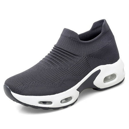 Womens Walking Shoes Slip on Sock Sneakers Lady Girls Nurse Mesh Air Cushion Platform Loafers Fashion Casual