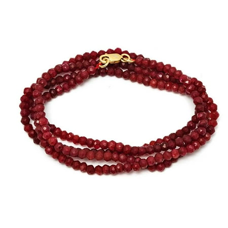 Gem Stone King 3mm Dyed Ruby Beads Bracelet Necklace 30 W 3mm Dyed Ruby Beads Bracelet Necklace 30 W Lobster Clasp