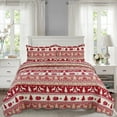 thumbnail image 4 of Marina Decoration Rich Printed Embossed Pinsonic Coverlet Bedspread Ultra Soft Bedding Summer Quilt Set with Shams, Cabin Red Goat Pattern, 4 of 7