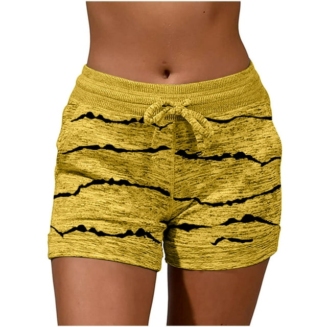 FNFYFH Clearance Womens Training Loose Fit Solid Color Summer Workout Shorts Quick Dry Gym Shorts,Yellow