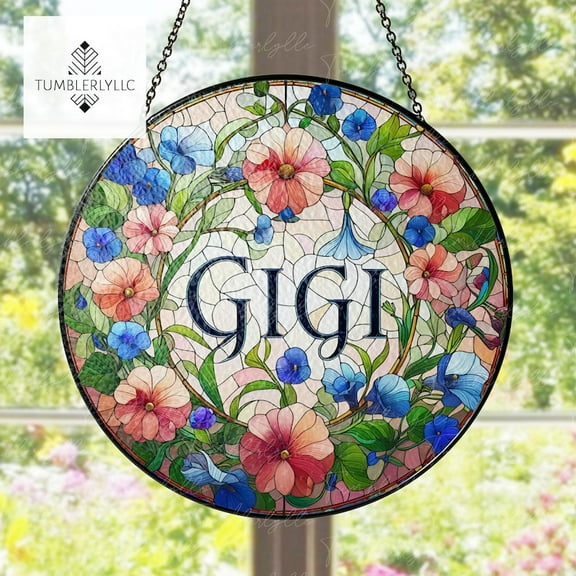ViciArt Floral Gigi Glass Suncatcher, Round Window Hanging, Elegant Decor, Mother’s Day Gift