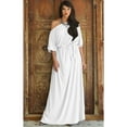 thumbnail image 4 of KOH KOH Long One Off Shoulder Flowy Casual 3/4 Short Sleeve Full Floor Length Cocktail Evening Wedding Party Guest Sexy Tall Maxi Dress Gown For Women Ivory White Small US 4-6 NT001, 4 of 6