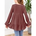 thumbnail image 4 of Langwyqu Long Sleeve V-Neck Girls High Low Waist Loose Ruffle Hem Tops For 5-14 Years, 4 of 5
