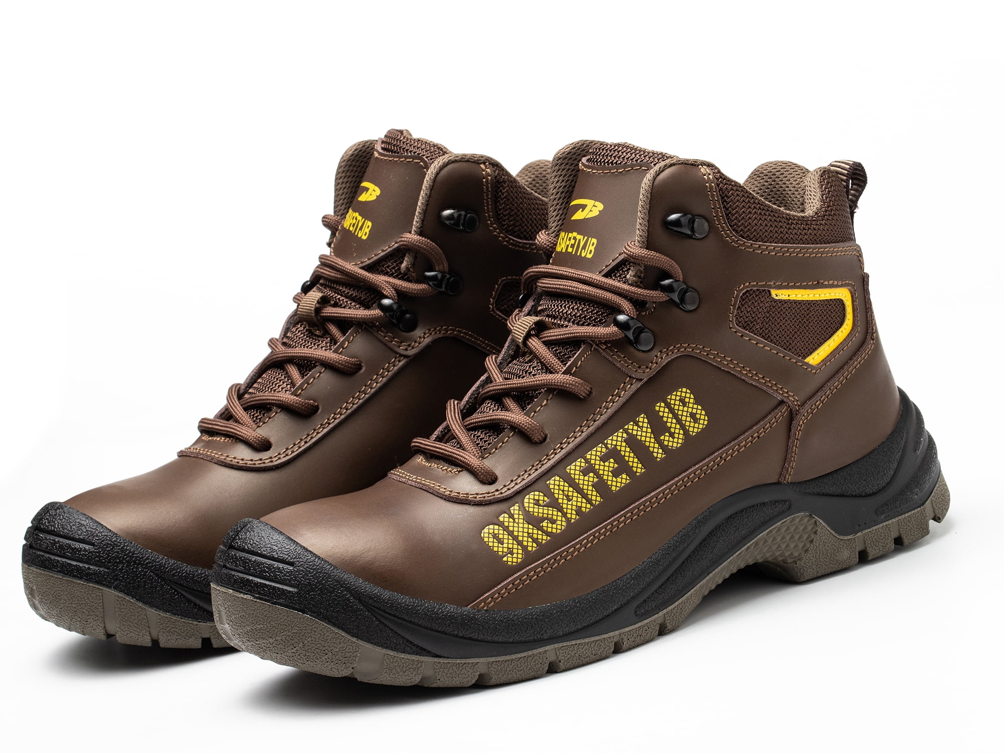 Men's Leather Work Boots Steel Toe Safety Shoes Slip Construction Indestructible 