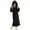 #1_Black, variant on Women's Plush Hooded Fleece Bathrobe with Pockets and Eye Mask Winter Warm Fuzzy Flannel Robe Spa Kimono Full Length Shower Robe Soft Nightgown