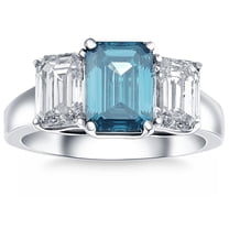 Pompeii 4.50Ct Blue & White Emerald Cut Engagement Ring 14k White Gold Lab Grown