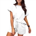 thumbnail image 1 of Conjunto de Pijama de 2 Piezas para Mujer, Color Liso, Cuello Redondo, Informal, de Tela Texturizada, Corta, , Talla M, 1 of 7