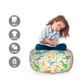 thumbnail image 2 of Dino Storage Toy Bag Chair, Mammal Animals Volcano and Leaves Colorful Pattern, Stuffed Animal Organizer Washable Bag, Small Size, Ecru and Multicolor, by Ambesonne, 2 of 3