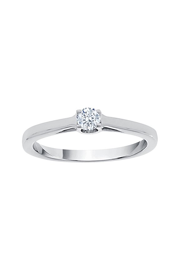 Diamond Solitaire Engagement Ring in 10K White Gold (1/6 cttw) (I-Color, SI3-I1 Clarity) (Size-8.5)