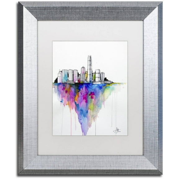 Trademark Fine Art 'Monolith II' Canvas Art by Marc Allante, White Matte, Silver Frame