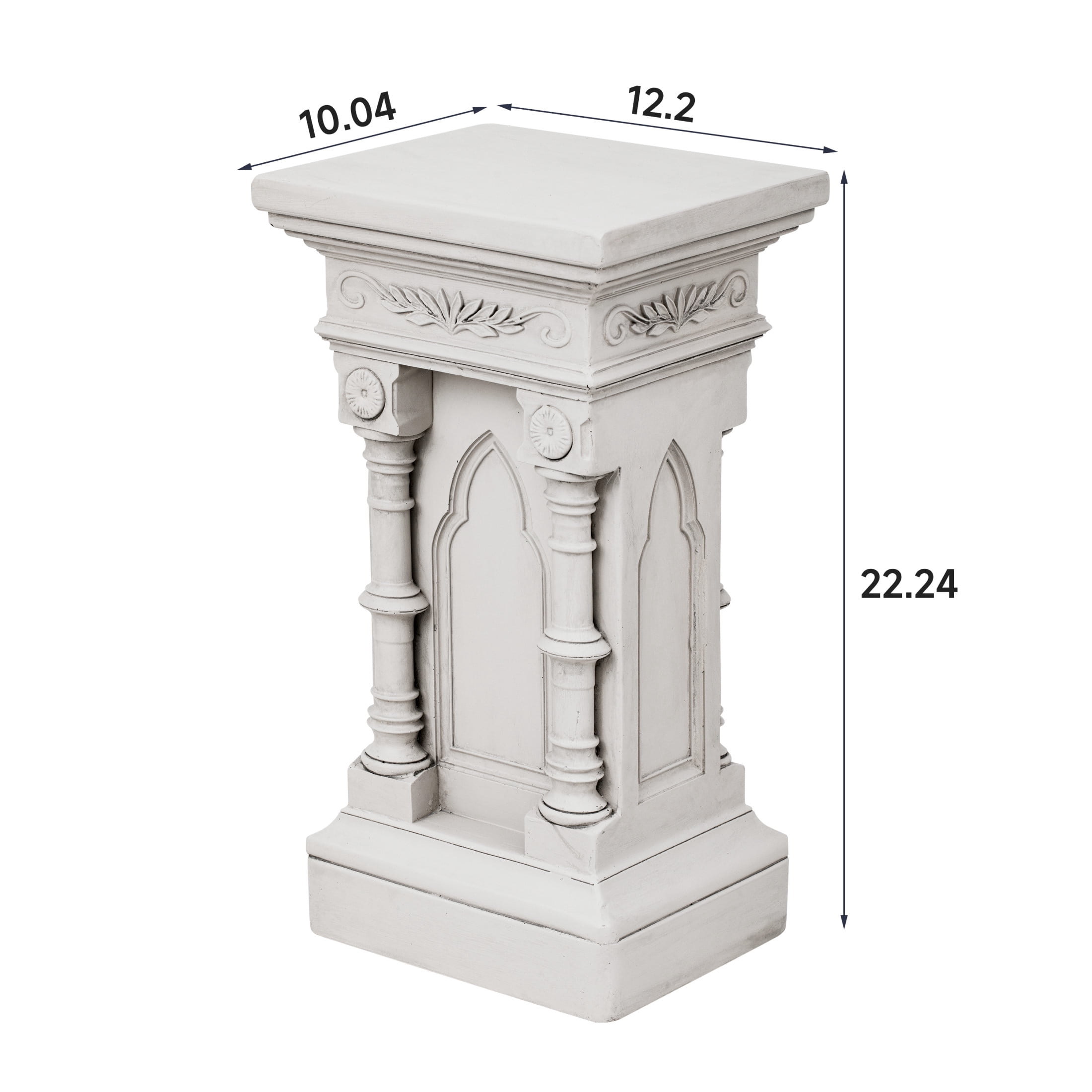Christopher Knight Home Gothic Floral Pedestal Plant Stand, Decorative Display Column, Antique White