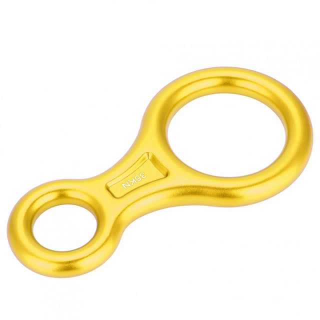 Descensor de cuerda con forma de 8 de 35 kN, anillo de rapel, equipo de rescate para escalada en roca (dorado)