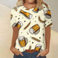 thumbnail image 1 of Fiudx Ofertas Flash Del Día Solo En Línea Camiseta de Manga Corta con Cuello Redondo y Estampado Informal de Oktoberfest para Mujer, Top de Manga Corta con Cuello Redondo, 1 of 5