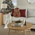 thumbnail image 3 of Mina Victory Holiday Pillows Plaid Sherpa Reindr Red Throw Pillows, 3 of 4