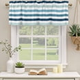 thumbnail image 3 of Blue Teal Ombre Grey Striped Valances for Windows, Decorative Rod Pocket Window Valance Curtains, Farmhouse Stripe Modern Short Curtain Drapes for Kitchen/Living Room, 2 Panels, 42" W x 12" L, 3 of 8