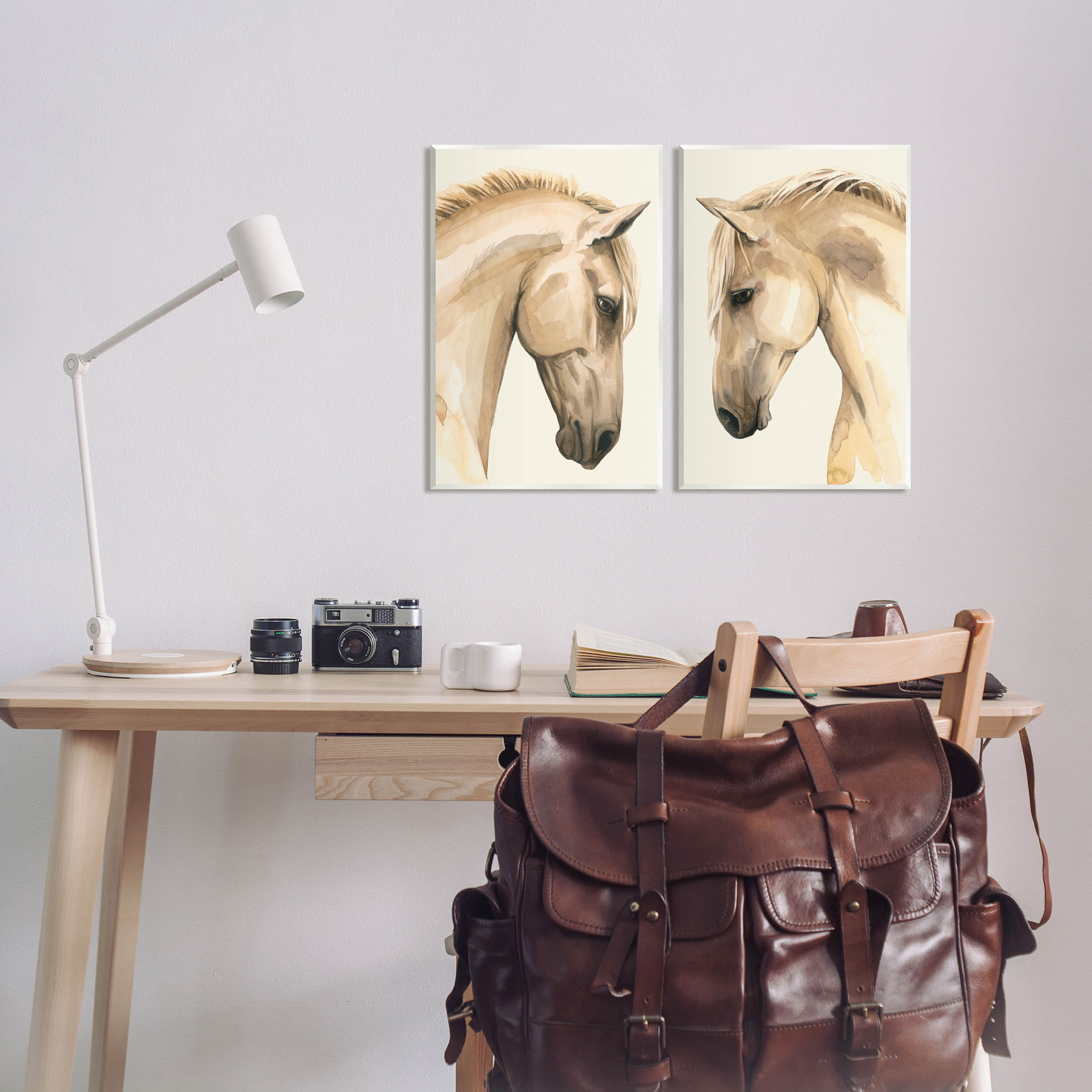 Stupell Industries Stoic Farm Horse Portrait Graphic Art Unframed Art Print Wall Art, Set of 2, Design by Grace Popp