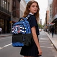 thumbnail image 4 of Yspwyqan Blue Glitter School Backpack for Kids Teens, 600D Polyester Lightweight Bookbag, Fits 15.6 Laptop, Cheerleader Megaphone Backpack for Elementary Middle High School, 4 of 7