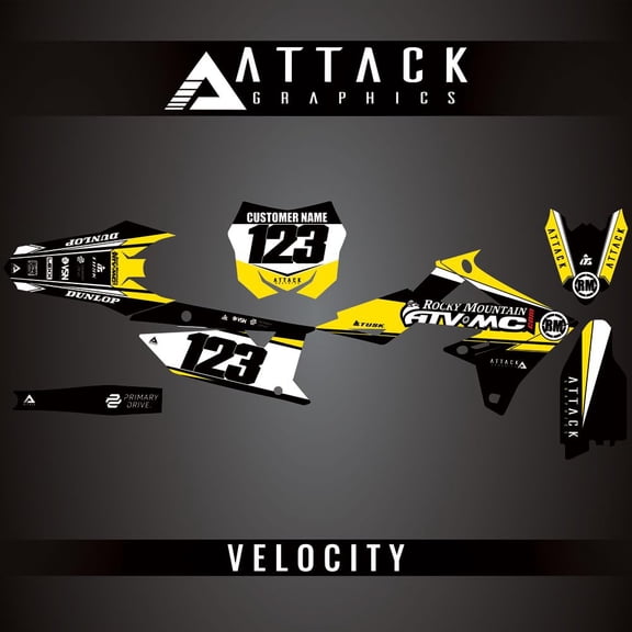 Attack Graphics Custom Velocity Complete Bike Graphics Kit for Suzuki RMZ450 2019