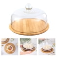 thumbnail image 6 of Glass Cover Serving Tray Cloche Dome Bamboo Cheese Board Storage Cake Stand Fruit Display Glass Cover Dinnerware Centerpiece - 29cm, 6 of 6