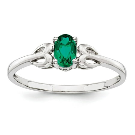 Gemstone Oval Ring - 925 Sterling Silver May Oval Birthstone Created Emerald Gemstone Ring 5