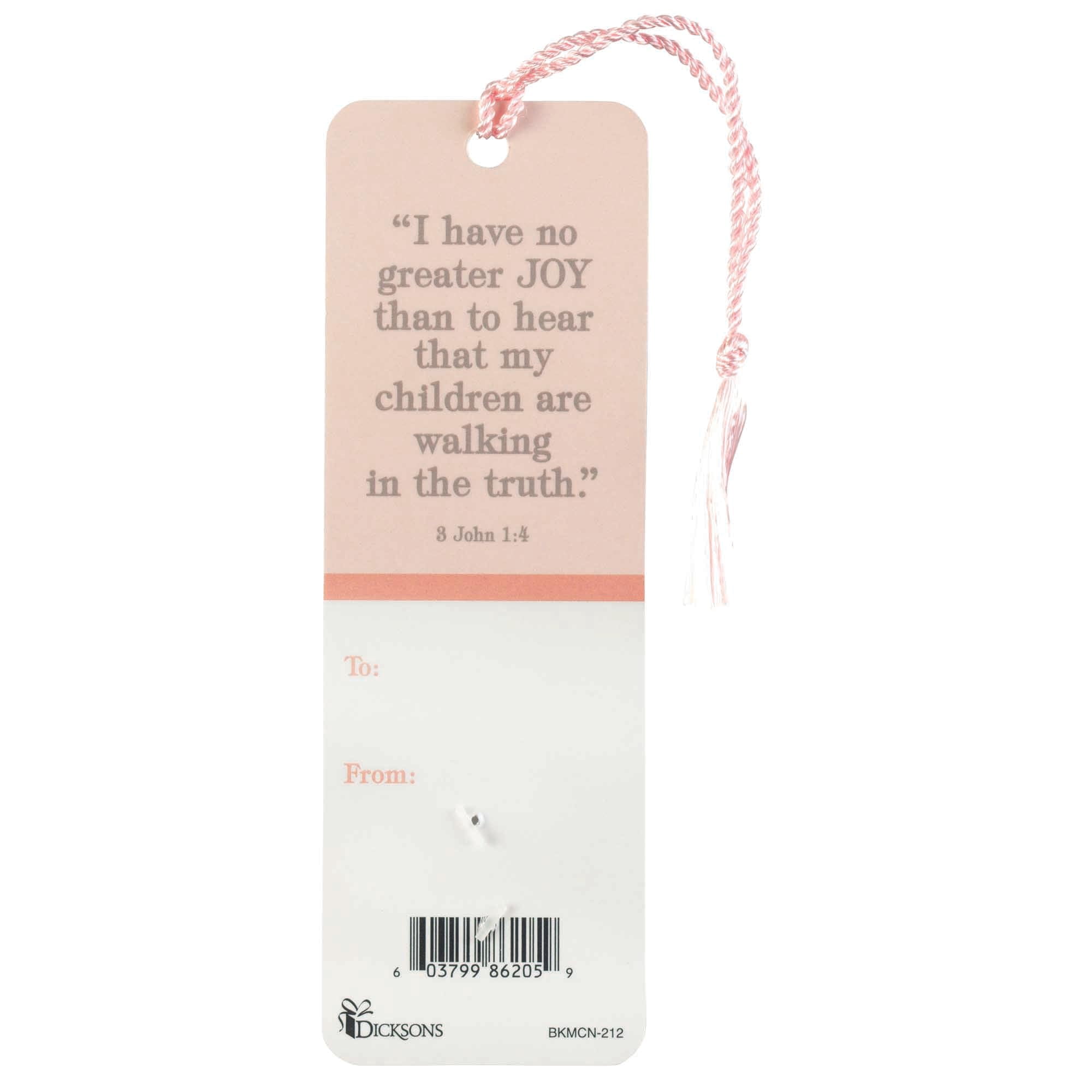 Dicksons A Mother Holds Her Child's Hand Forever Tassel Coin Pink and White 6 x 2 Paper and Coin Bookmark Pack of 12