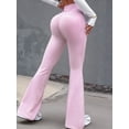 thumbnail image 6 of Workout Leggings Womens No Front Seam Straight Leggings High Waist Gym Yoga Pants Pink M, 6 of 7