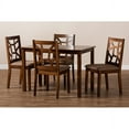 thumbnail image 6 of Baxton Studio Abilene Mid-Century Light Brown Fabric Upholstered and Walnut Brown Finished 5-Piece Wood Dining Set, 6 of 6