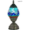thumbnail image 3 of SILVERFEVER Egg Shaped Mosaic Lamp Turkish Glass Moroccan Lantern Room Decor Night Light for Bedroom, Living Room Dcor w LED Bulb Blue Fierbird Tail, 3 of 8