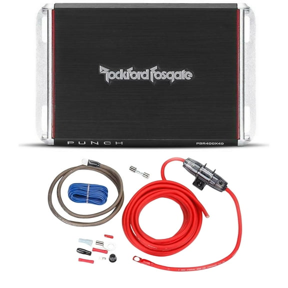Rockford Fosgate 4 Channel 400W Full Range Class D Amp PBR400X4D   Install Kit