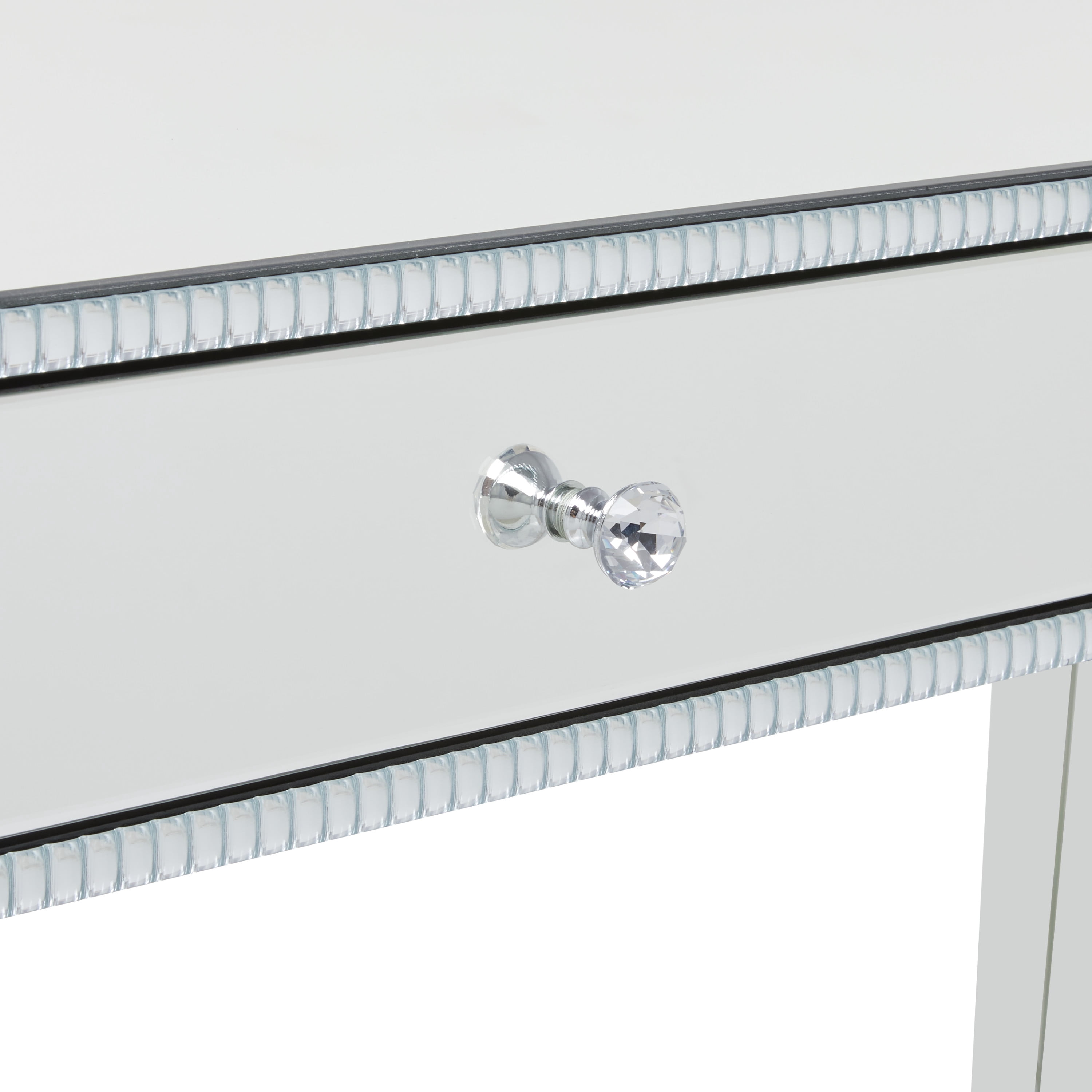 DecMode 43" x 32" Silver Wood Mirrored 2 Drawers Console Table, 1-Piece