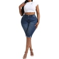 thumbnail image 6 of Gocolloa Plus Size Capris for Women 17" Inseam Stretchy Capri Jean Shorts High Waisted Cropped Pants Royal Blue 22W, 6 of 6