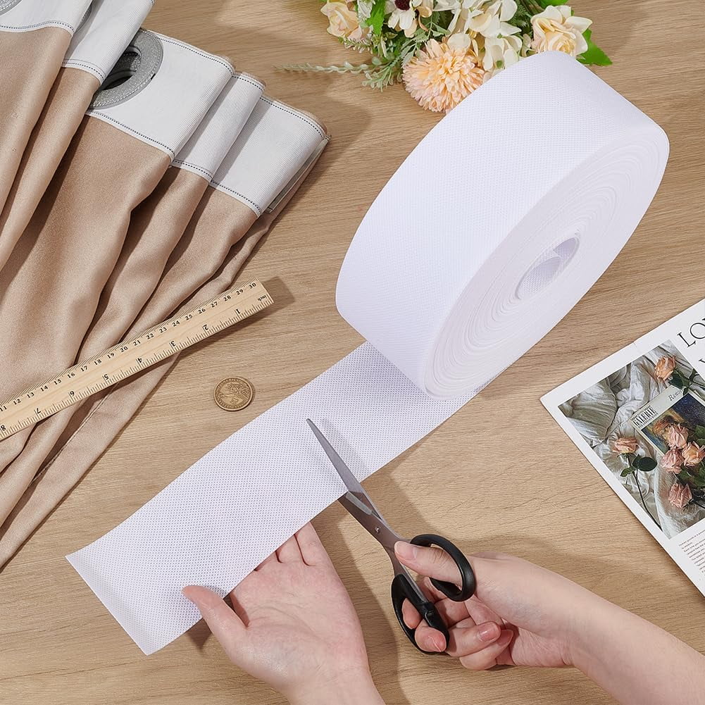 55 Yards White Curtain Tape 4 Inch Wide Non Woven Cloth Sew-in Curtain Heading Tape
