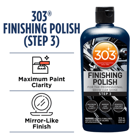 303 Finishing Polish For The Professional Show Car Shine - Maximum Paint Clarity - Mirror Like Finish - Removes 2500 Grit Scratches (Step 3), 12 fl. oz. (30703)