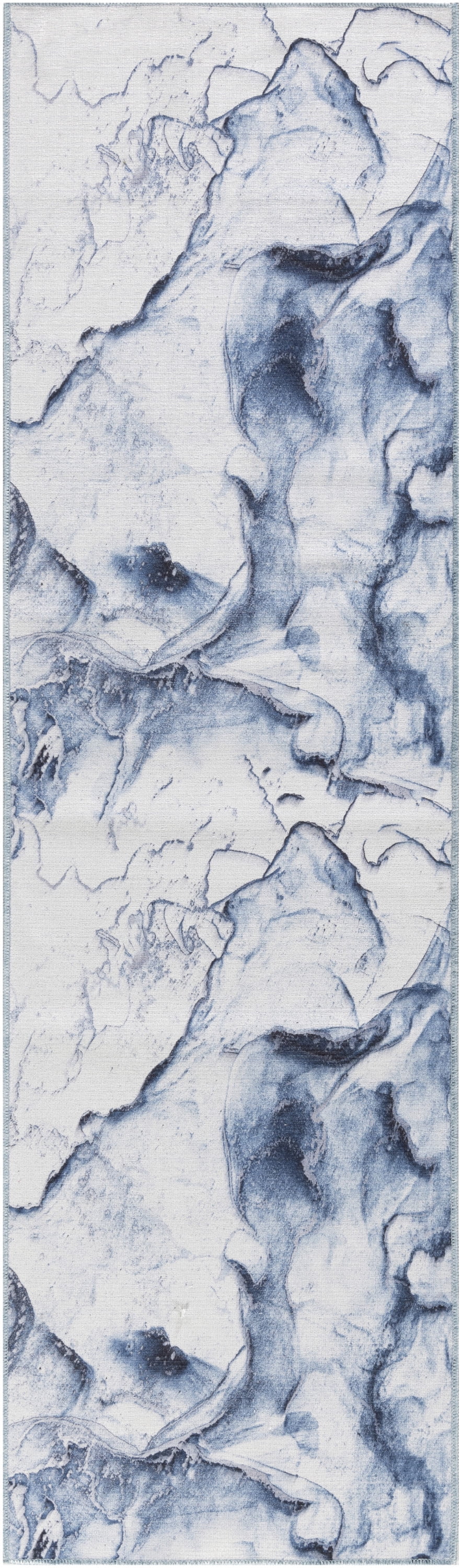 Inspire Me! Home Décor Daydream Abstract Ivory Blue 2'2" x 7'6" Area Rug (2x8)